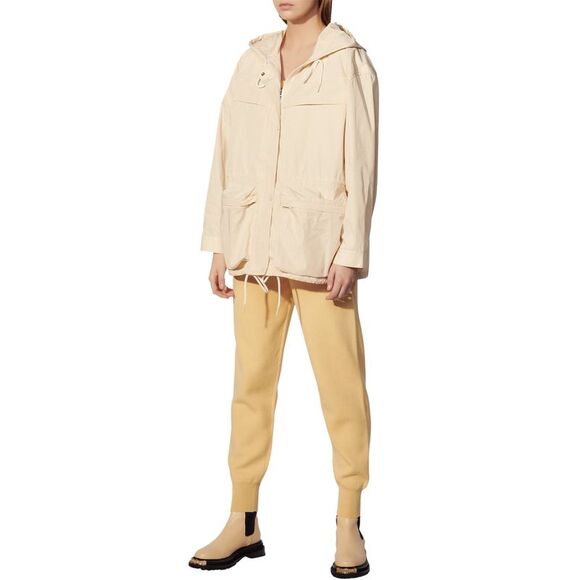 Sandro Womens Socrate Shell Hooded Jacket 8 US / 40 FR Beige - NWT $415 - Picture 1 of 7